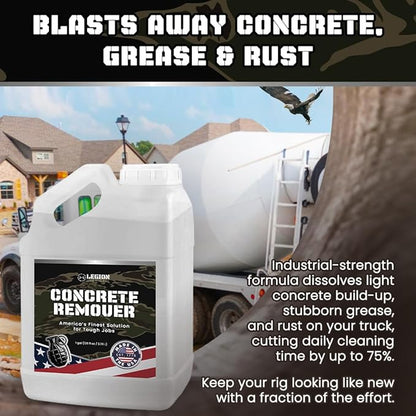 Heavy Concrete Remover – Dried Concrete & Cement Dissolver (Non-Corrosive, Biodegradable Acid Alternative), Safe on Equipment, 1-Gallon Jug