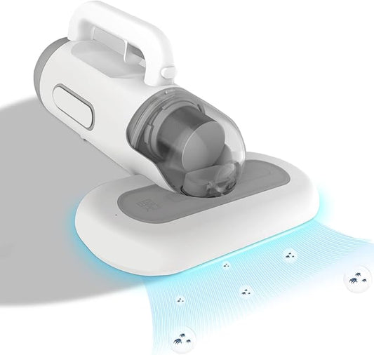 Portable Bed Vacuum Cleaner Cordless Rechargeable Professional Mattress Vacuum Cleaner Powerful Suction Handheld Deep Cleaner for Bed Sheet Carpet Fabric Sofa Vacuum Cleaning with Charging Dock