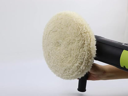Woolous Wool Buffing Pad, 7 Inch 100% Natural Lambswool Polishing Pad Bonnet Hook and Loop for Car and Boat Polishing, Cutting and Detailing