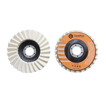 Comefloor 4.5" Wool Felt Flap Disc for Angle Grinder - Polishing Wheel for Stainless Steel, Aluminum, Metal, Marble, Stone, Furniture, Car Wax (115mm, 20mm Thick, 5-Pack)