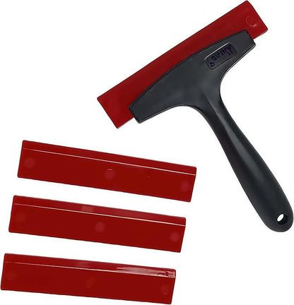 4 Pack 5.5Inch All Purpose Double Edge Squeegee Blades with Non-Slip Long Handle Squeegee for Window Cleaning, Windshield, Tile, Mirror, Shower Cleaning Tool