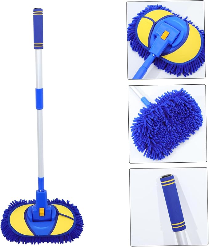 Extendable Car Wash Mop Chenille Cleaning Tool for Cars Trucks and Suvs Design for Easy Storage and Use for Interior and Exterior Detailing