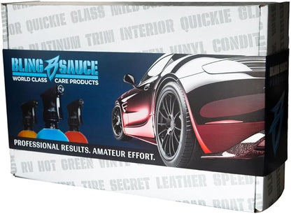 Bling Sauce Platinum Essentials 5-Pack Automotive Cleaning & Detailing Kit with 3 Microfiber Towels and Interior Sponge