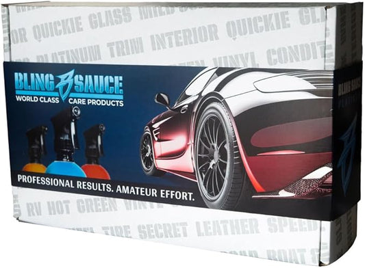 Bling Sauce Platinum Essentials 5-Pack Automotive Cleaning & Detailing Kit with 3 Microfiber Towels and Interior Sponge