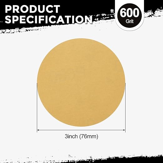 Kozelo 25 Pcs Sanding Discs 3 Inch 600 Grit Hook and Loop Random Orbital Sandpapers Suitable for Drywall Sander Wood Metal Furniture, Yellow
