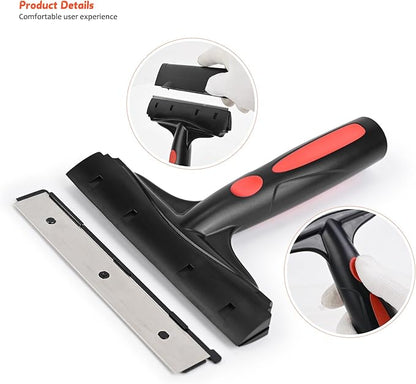 EHDIS Razor Blade Scraper, 6" Scraper Adhesive Remover Tool with 10 Double-Edge Blades for Cleaning Paint, Caulk, Adhesive, Label, Decal, Sticker from Window, Glass, Tile, Floor, Stove Top