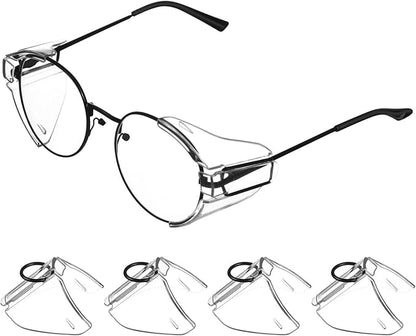Gatuida Safety Glasses Side Shields 2 Pairs Slip on Eye Glasses Side Shields Anti-Slip On Side Shields for Safety Glasses Small to Large Eyeglasses Transparent