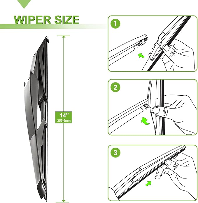 PARRATI® Windshield Wipers for Ford Edge 2007-2014,26"+20" Front and 14" Rear,OEM Replacement Wiper Blades,Quiet & Streak-Free(Set of 3)
