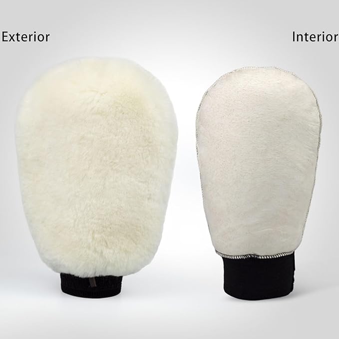 Gracefur Ultra-Soft Car Wash Mitt Double-Sided Sheepskin Wash Mitt, Scratch-Free Detailing Lambswool Extra Large Size Cleaning Gloves for Cars (No Fingers, White)