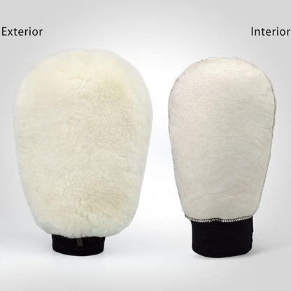 Gracefur Ultra-Soft Car Wash Mitt Double-Sided Sheepskin Wash Mitt, Scratch-Free Detailing Lambswool Extra Large Size Cleaning Gloves for Cars (No Fingers, White)