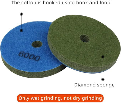 4" Diamond Sponge Fiber Polishing Pad 6000 Grit - Polishing Tile Stone Marble Concrete Ceramics Glass 2Pcs