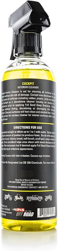 P&S Off Road Cockpit Interior Cleaner – Residue-Free for Plastics, Vinyl, Rubber & Leather – Safe & Ready-to-Use for ATVs, UTVs, Side-by-Sides & More - 16 oz. Spray