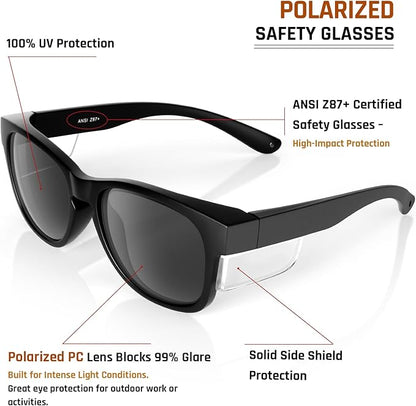 MORK&SUKY Safety Glasses with Side Shields，ANSI Z87.1 Certified Protective Eyewear for Work & Outdoor Use.