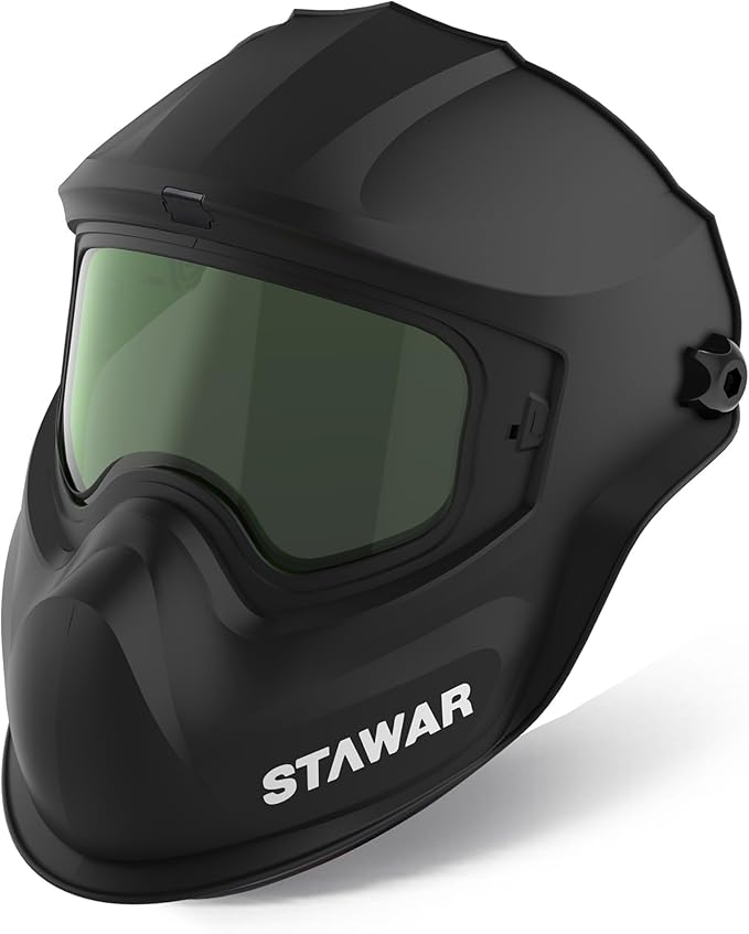 Shine STAWAR Grinding Face Shield, Lightweight Cutting Face Shield with Anti-Fog & Scratch Resistance Lens Face Shield Mask for Grinding, Cutting, Woodworking (DIN 1, Black)