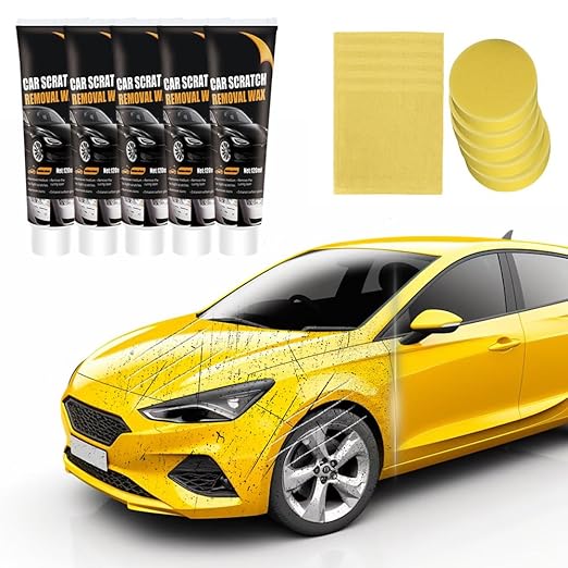 Scratch Remover for Vehicles, 2025 New Car Scratch Remover with Wipe and Sponge, Upgrade Car Scratch Repair Paste Adhesive Polishing Wax for Repairing Scratches, Car Paint Scratch Repair Kit (2)