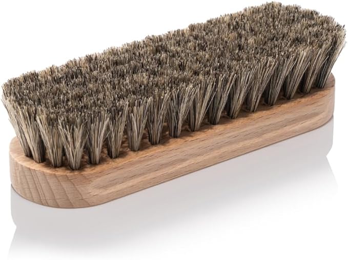 Renapur Premium Horsehair Brush - Super-Soft Bristles with Ergonomic Wooden Handle, Perfect for Polishing Leather & Cleaning Suede or Fabric Shoes/Boots.