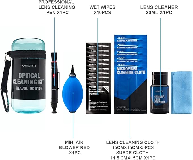 VSGO DKL-15B Professional Cleaning Kit for DSLR Cameras and Sensitive Electronics Bundle with 0.5oz VSGO Photo Lens and LCD Cleaner 3 Color for Option(Black, Blue, Red) (Blue)