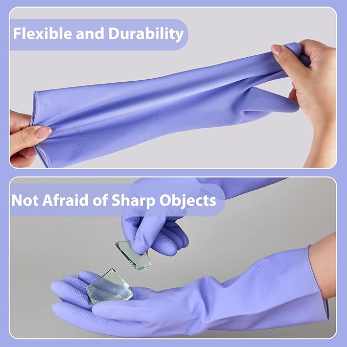 FCTTD 4 Pairs Rubber dishwashing gloves, Kitchen gloves for washing dishes, Household cleaning gloves Reusable XL Blue+Pink+Yellow+Red