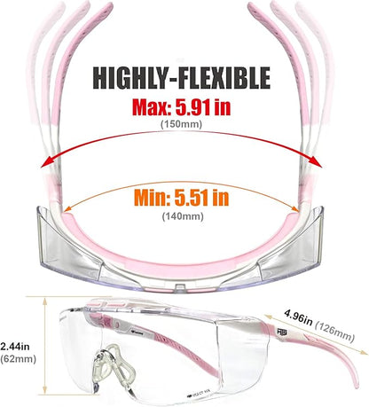 HTS HUNTERSKY HUNTERSKY ANSI Z87 Anti Fog Lab Safety Glasses Fit Over Eyeglasses Up to 1.88 inch 100% UV Protective Goggles