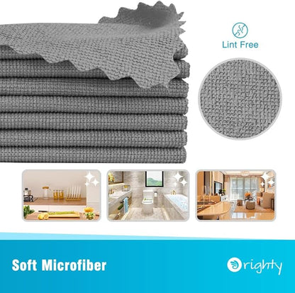 Orighty Grey Microfiber Cleaning Cloth, 150 Pack Highly Absorbent Cleaning Supplies, Lint Free Kitchen Towels Cleaning Rags, Microfiber Towels for Cars, House, Window, 12x12 inch