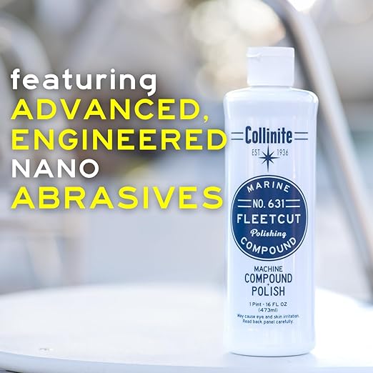 Collinite 631 Fleetcut- Marine/RV Compound + Polish. for Rotary & DA Use. Quickly Removes Heavy Oxidation/Hard Water Spots from Gelcoat/Fiberglass & Restores Color/Gloss in One Step. (16 fl oz)