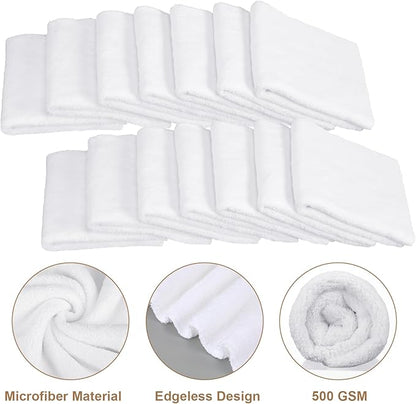 Shimeyao Imeyao 30 Pcs 16 x 16 Inch Edgeless Microfiber Plush Towels for Cars Detailing Drying Wash Polishing Absorbent Cleaning Cloths, 500 GSM (White, 30 Pcs)