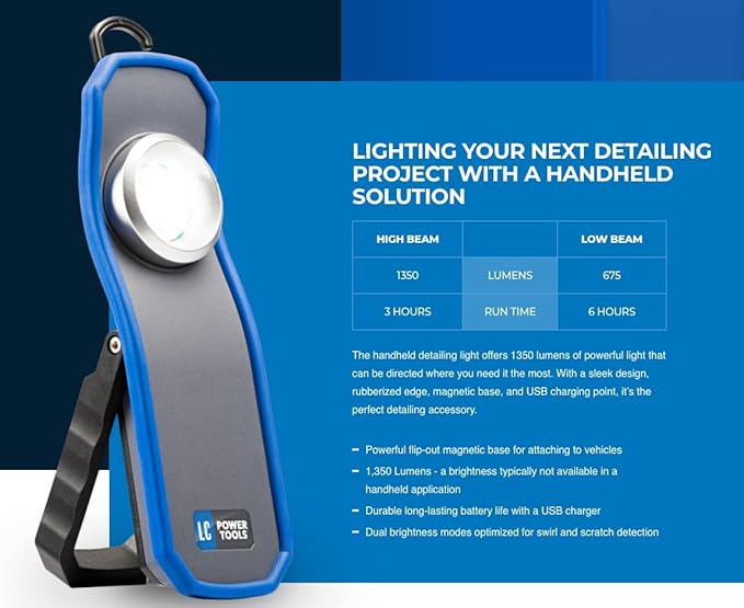 Lake Country Detailing Essentials Bundle – Backpack, LED Light & 25ft Locking Extension Cord