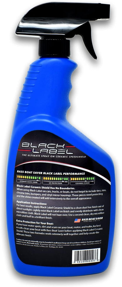 Black Label Ceramic Speedshield - Ultimate Brilliant Ceramic Marine Shine Spray - Ceramic Detailer Spray with Micro Repair Technology