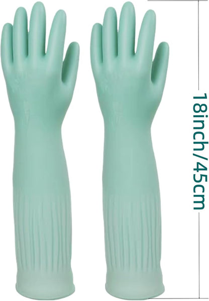 JINGLIKANG 18inch Household Cleaning Rubber Kitchen Dishwashing Waterproof Gloves, Long Durable Anti Slip Work Latex Gloves