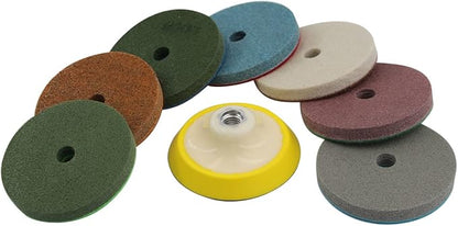 4" Diamond Sponge Fiber Polishing Pad 300-10000 Grit - Polishing Tile Stone Marble Concrete Ceramics Glass 7set