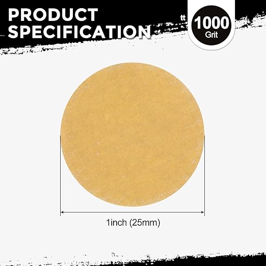 Kozelo 10 Pcs Sanding Discs 1 Inch 1000 Grit Hook and Loop Random Orbital Sandpapers Suitable for Drywall Sander Wood Metal Furniture, Yellow