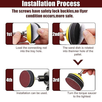 WCIC 244Pack 2inch Sanding Discs Pad with 2Pcs Soft Foam Buffering Blocks Variety Kit, Hook and Loop Sandpaper P80 to 3000 Grits with Dual Shank, for Woodworking Drill Metal Polishing