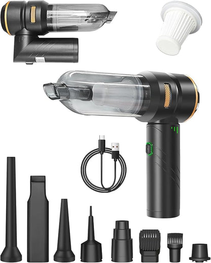 Baiwade Foldable Cordless Handheld Car Vacuum Cleaner, 15000PA High Power 2-in-1 Mini Vacuum Duster & Inflator, with 3-Speed Brushless Motor for Car Care, Home, Office, Pet