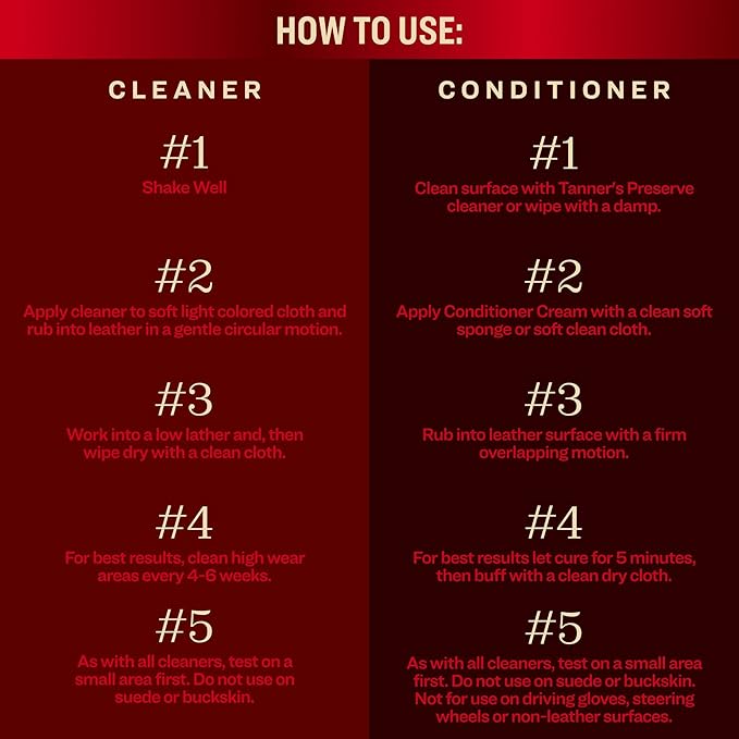 Tanner's Preserve Leather Cleaner & Conditioner Gift Set, Cleans, Rejuvenates & Restores Finished Leather, Use for Cars, Furniture & More, 2X 8 Fl Oz & Microfiber Cloth
