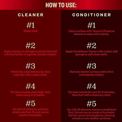 Tanner's Preserve Leather Cleaner & Conditioner Gift Set, Cleans, Rejuvenates & Restores Finished Leather, Use for Cars, Furniture & More, 2X 8 Fl Oz & Microfiber Cloth