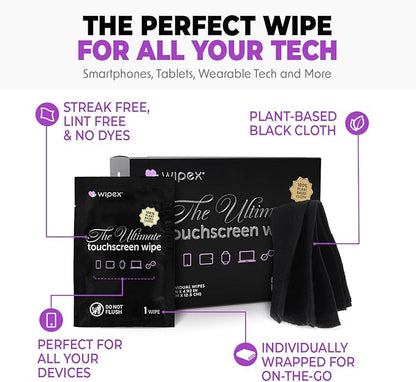 Wipex Screen Wipes & Gym Wipes Combo Pack - 75ct Gym Equipment Wipes Canister & 24ct Individually Wrapped Fitness Touch Screen Wipes, Safe for Yoga Mats & Electronics, Lemongrass Scent