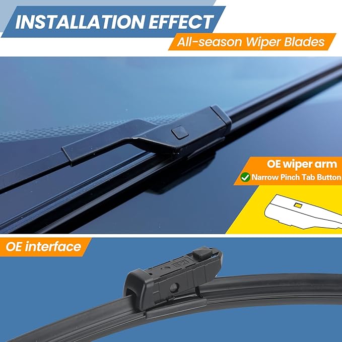 GSPSCN 3 Wipers For Volkswagen e-Golf Golf 21-15，Golf Alltrack 19-17，Golf R Golf SportWagen 19-15，GTI 22-15 ，Original Equipment Windshield Wiper Blades 26"+18"+11" (Set of 3)