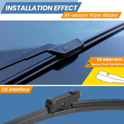 GSPSCN 3 Wipers For Volkswagen e-Golf Golf 21-15，Golf Alltrack 19-17，Golf R Golf SportWagen 19-15，GTI 22-15 ，Original Equipment Windshield Wiper Blades 26"+18"+11" (Set of 3)