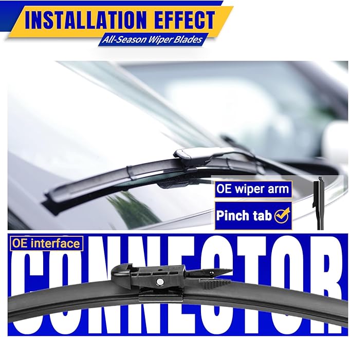 3 wipers Replacement for 2015-2023 Ford Edge, Windshield Wiper Blades Original Equipment Replacement - 28"/28"/15" (Set of 3) Pinch Tap