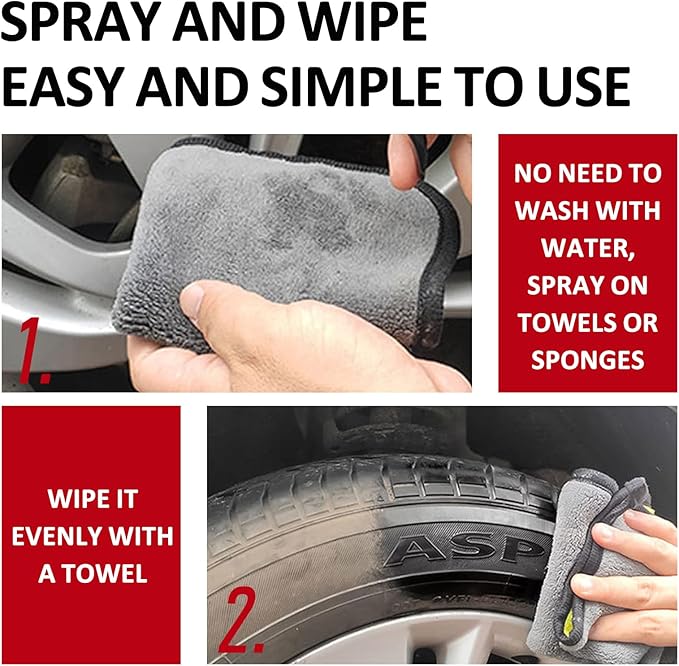 Mecarsee Premium Wheel & Tire Shine Spray - Professional All in One Car Wash Cleaning Wax - Long-Lasting Tire Coating Protection, UV Protection - 16 Oz Bottle