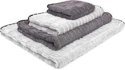 The Rag Company Gauntlet Car Drying Towel - 70/30 Korean Microfiber, Dries Faster Without Scratching, 900gsm, 30x36 inches, Ice Grey/Grey, Pack of 1