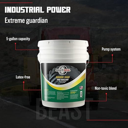 MULTI SEAL ARMOR 3500 - Our Highest Grade Industrial Tire Sealant Designed for The Most Hazardous & Extreme Operating Environments, 5-Gallon Pail with Pump