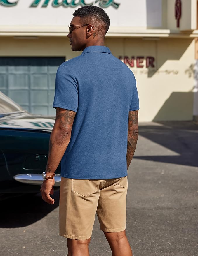 COOFANDY Mens Polo Shirts Short Sleeve Casual Summer Polo Tee Classic Collared Golf Stylish Tops
