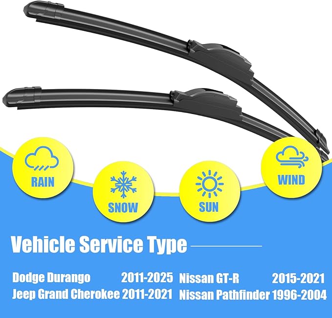 Gavimnal® 22"+21" Silicone Wiper Blades Replacement For Dodge Durango 2011-2024,All-Season Front Windshield Wiper Blades(Set of 2)
