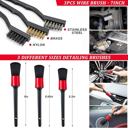 GPUSFAK 16Pcs Car Wash Cleaning Kit with Foam Gun Sprayer Detailing Brushes Windshield Cleaning Tool Rim and Tire Brush Towels Complete Interior Exterior Detailing Set for Car
