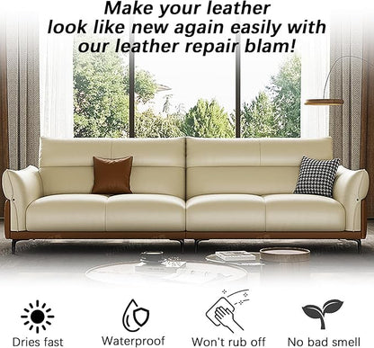 drtulz Leather Recoloring Balm, Leather Color Restorer Conditioner, Leather Restorer for Couches Paint, Leather Scratch Remover, Scratch Leather Faded Repair Kits for Vinyl Furniture (Ivory, 75ML)