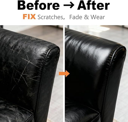 Black Leather Repair Kit, Black Leather Recoloring Balm, Leather Dye - Restore & Renew Scratch, Faded and Aged Leather & Vinyl Couches, Boots, Car Seats or Leather Furniture