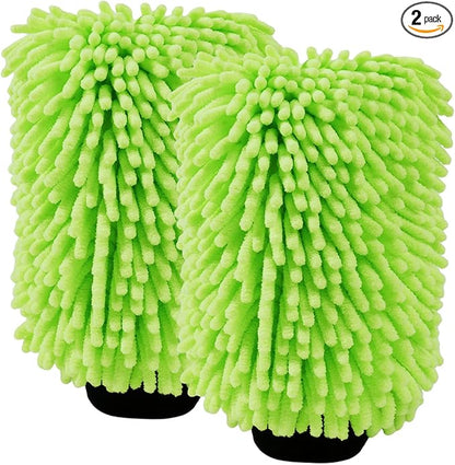 SZTCECDM 2Pack Car Wash Mitt, 8"×12" Fiber Microfiber Mitt Car Wash Brush for Scratch, Safe on Painted Surfaces, Glass & Plastic, Cars Cleaning Kit Essential, Green