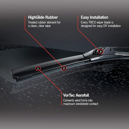 TRICO Diamond 19" + 18" Premium Automotive Replacement Windshield Wiper Blades (Set of 2), Passenger and Driver Side All-Weather Beam Wiper Blades for Select Vehicle Models