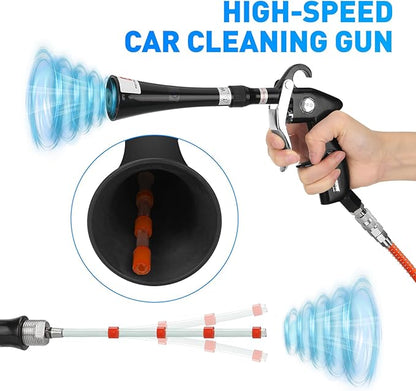 MYPIN Aluminium Car Cleaning Gun with Tapered Nozzle, 6-9.2Bar with 2 Set Nozzle, Pressure Air Blower Blow Gun Producing Powerful Blast of Air for Cleaning Cars, Velvet, Furniture and Carpets